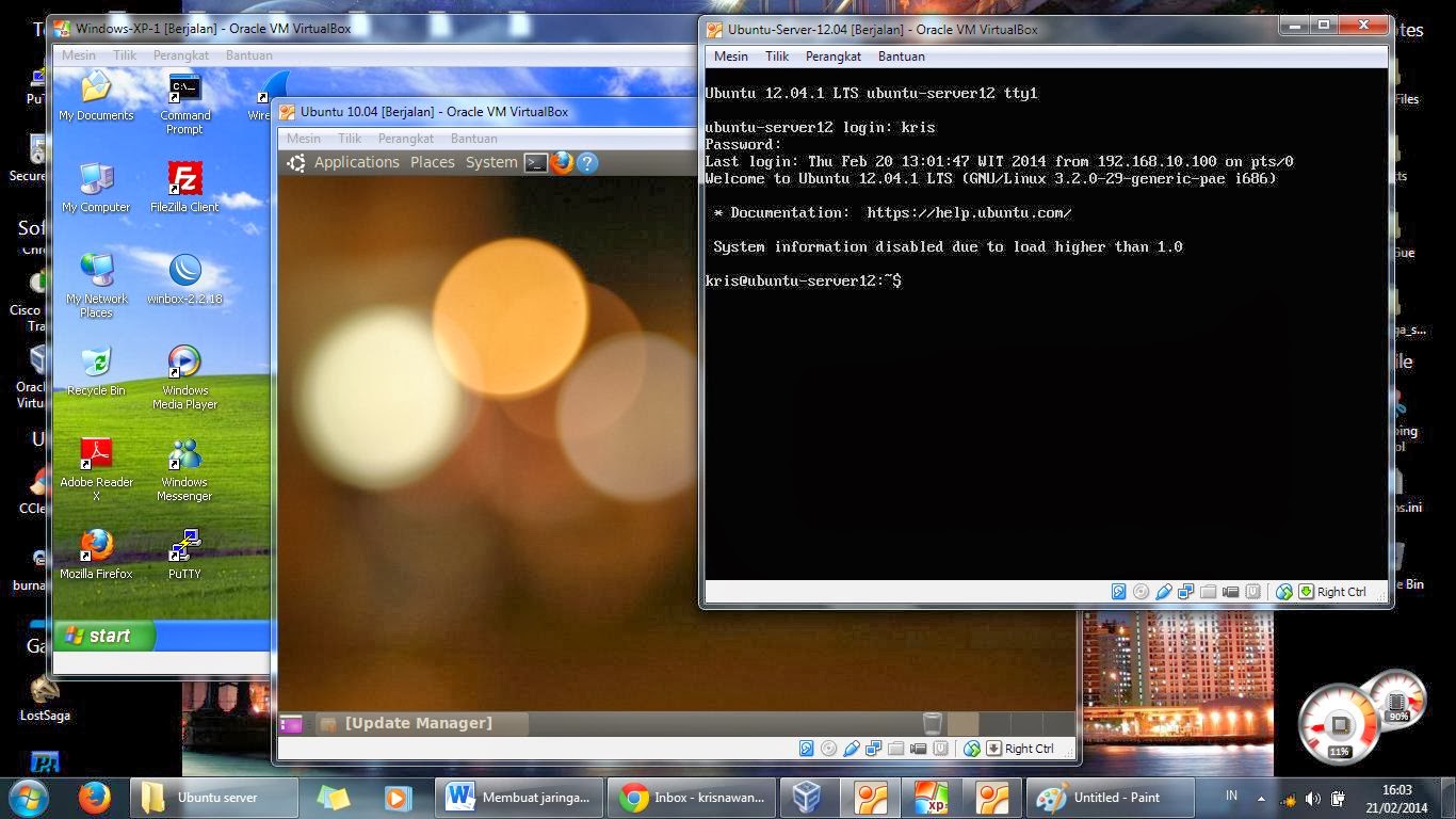 Membangun jaringan Client Server dengan Virtualbox 