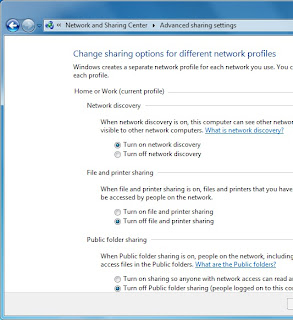 Manage advanced network sharing Settings