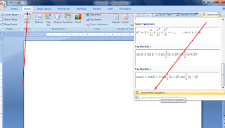 menulis rumus matematika di ms word