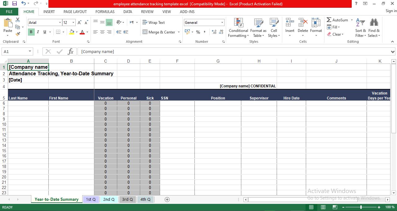 Employee attendance tracking template excel