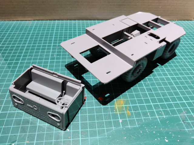 The lower half of the cockpit module assembled