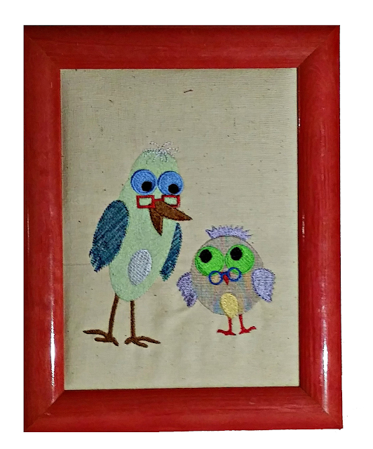 oiseau, bird, frame, cadre,broderie, embroidery, machine embroidery, broderie machine, cadeau d'anniversaire, birthday present