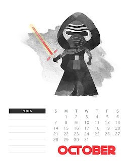 Calendario de Star Wars 2018 para Imprimir Gratis. 