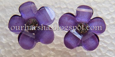 Violet Flower Button Earstud (3)