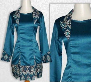 Baju batik atasan kombinasi polos