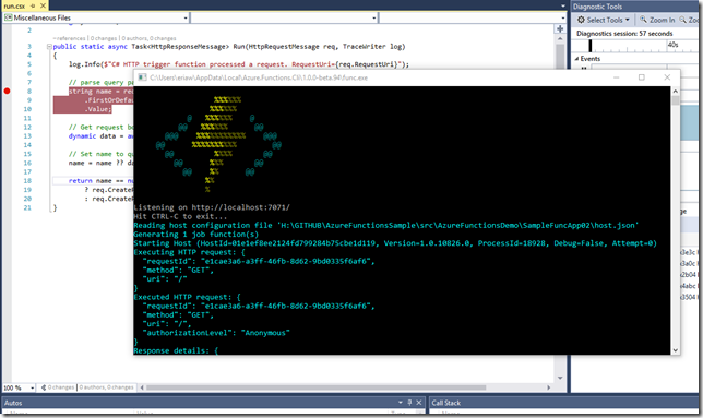 AzureFunctions_run_local_VS2015