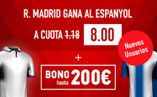 Supercuota Sportium 8 codigo JRVM Real Madrid v Espanyol + Bono 200€ 18 febrero 2017
