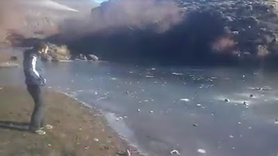 Mirá cómo se congeló un río en Las Coloradas