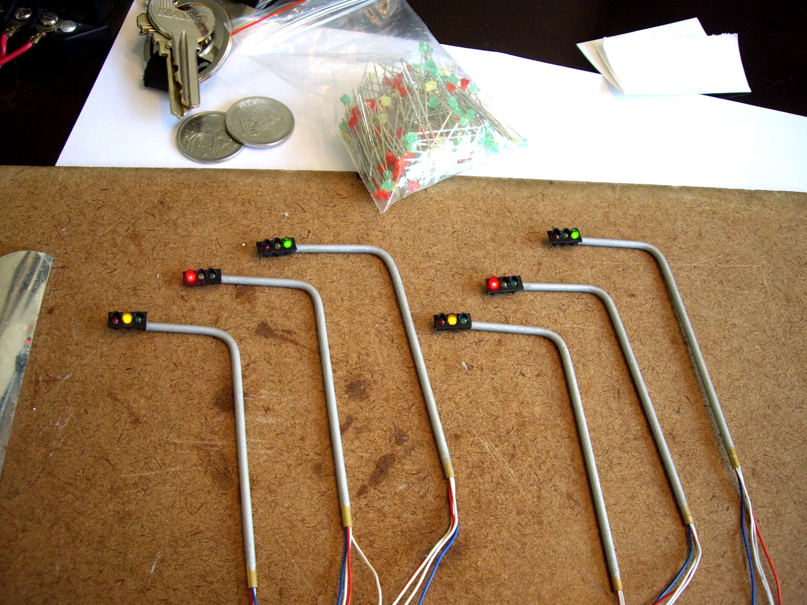 Completed scratch built HO scale model railroad traffic light