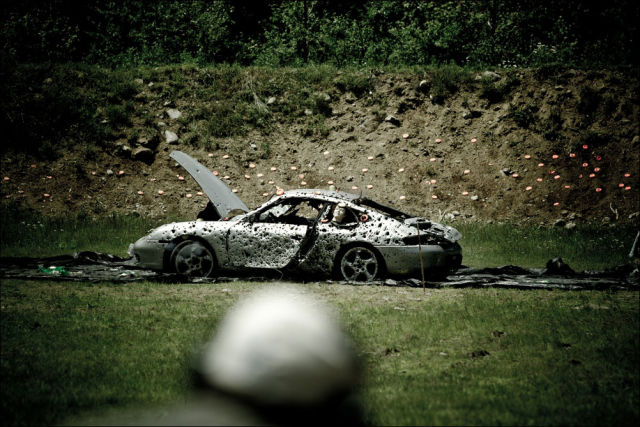 Porsche 911 Gets Shot up with Weapons