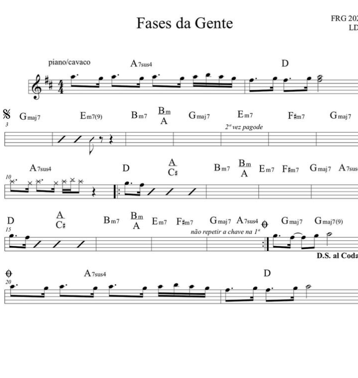 Partitura - Ferrugem - Fases da gente