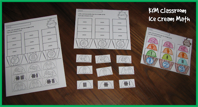 Ice Cream Math Cut and Paste Activity