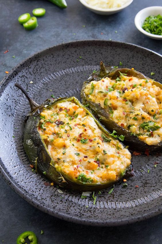 Cajun Shrimp Stuffed Poblano Peppers This looks like an amazing recipe! #cheese @shrimo # peppers #cajun #healthy #tasty