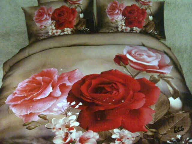 Sprei Jepang Panel Motif Bunga Mawar Merah