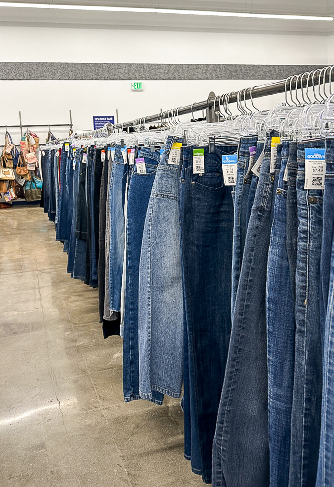 jeans aisle at thrift store