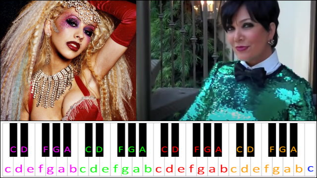 Lady Marmalade by Christina Aguilera, Lil' Kim, Mya, P!nk (get krissed meme) Piano / Keyboard Easy Letter Notes for Beginners