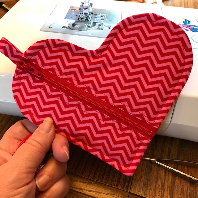 Heart-Shaped Zipper Pouch By Thistle Thicket Studio. www.thistlethicketstudio.com