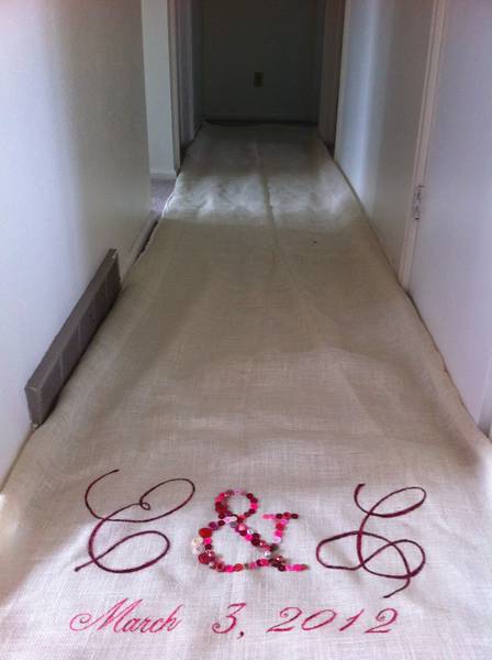  burlap aisle runner tuck the seams at the end and sew them in a 