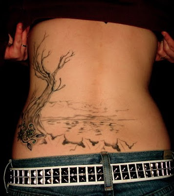 tree tattoo women, rib and lower back tattoo sexy girls
