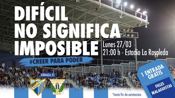 El Málaga quiere llenar la Rosaleda el lunes: difícil no significa imposible