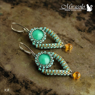 Miracolo, kolczyki z kwarcem i rivoli, quarz teradrop earrings,