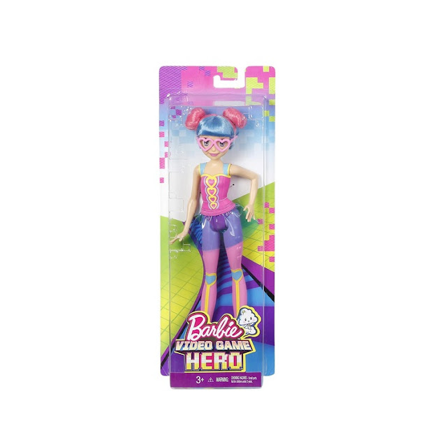Poupée originale en boite Barbie héroïne de jeu vidéo : personnage aux couleurs pastelles.