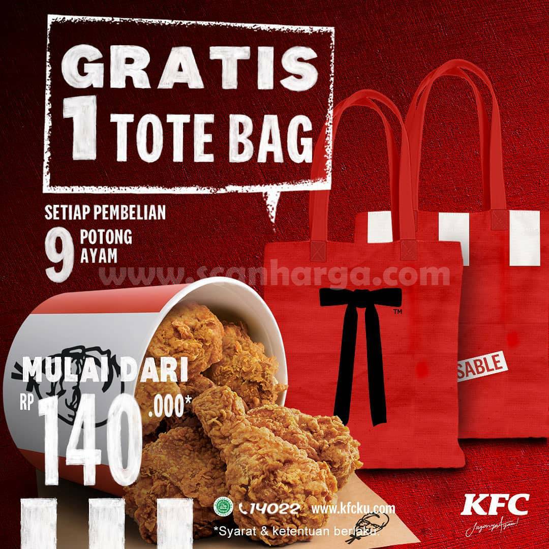 KFC Promo GRATIS 1 TOTE BAG Limited Edition – Setiap Pembelian 9 Potong Ayam