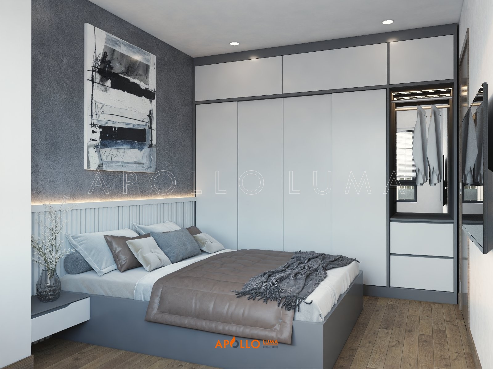 Concept thiết kế nội thất căn hộ 2PN +1 Tòa N02-03 Berriver Jardin Long Biên