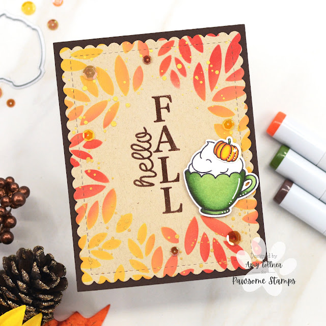 Coffee Besties Stamp and Die Set, Coffee Llama Stamp and Die Set, Fall Sign Stamp Set, Falling Leaves Spotlight Stencil, Autumn Breeze Sequin Mix by Pawsome Stamps #pawsomestamps #handmade