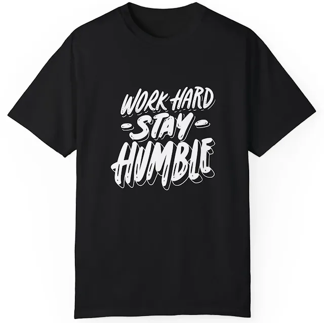 Comfort Colors Motivational T-Shirt for Men and Women With Black and White Simple Quote Typography Work Hard Stay Humble