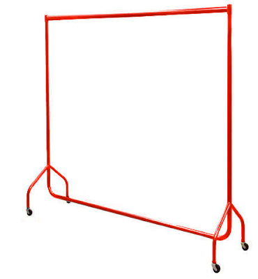 red garment rack