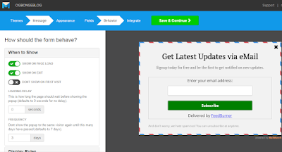 create a pop up subscription form for email marketing