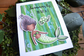 Card featuring Honey Bee Stamps Swimming By Mermaid by Jess Crafts