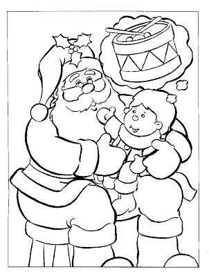 Santa Claus with Baby on Christmas Day Coloring Pages