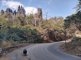 Stone and caves road towards Vietnam in Loas