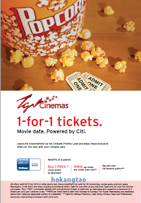  Movie Tickets on Citibank Credit Cards  Buy 1 Free 1 Movie Tickets