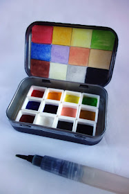 Watercolor half pans, pans for watercolor paint, plastic cubes for paint, watercolor paint, gouache paint, paint swatch