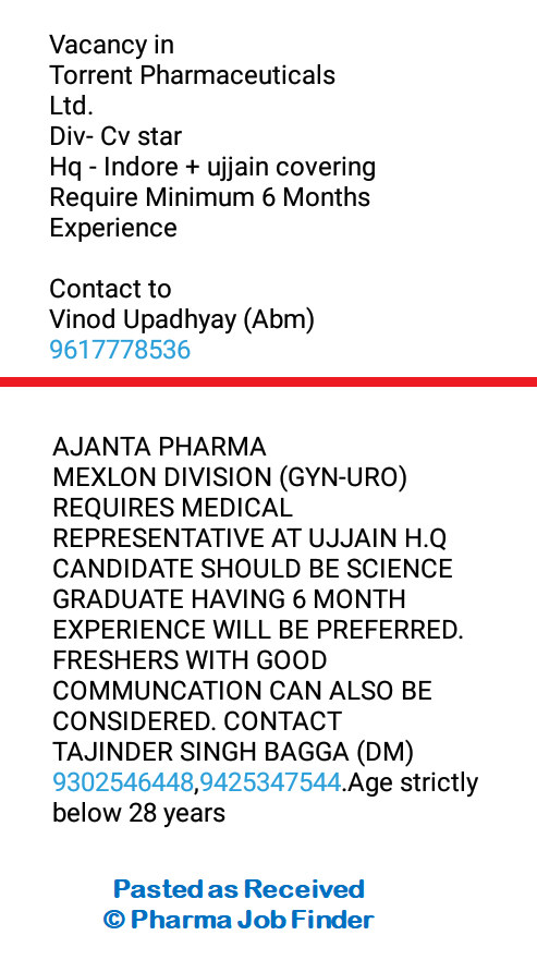 Ajanta Pharma Fresher Experienced Require Medical Sales