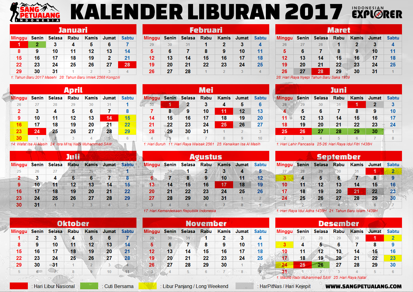 Pengen Liburan Cek Dulu Di Kalender Liburan 2017 Cuti Bersama 2017