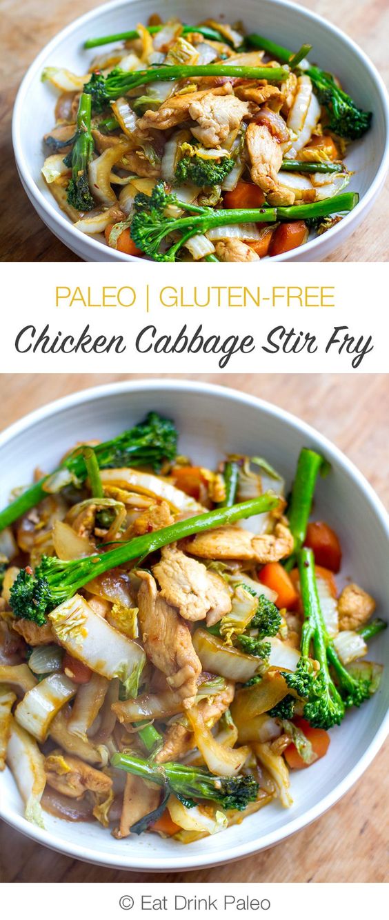 Quick &amp; Easy Chicken Cabbage Stir Fry #paleo #glutenfree #healthy #easyrecipe