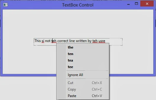 Show Context Menu in WPF Textbox control spell check