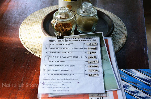 Menu Kopi di Warung Kopi Mbak Mar Menoreh