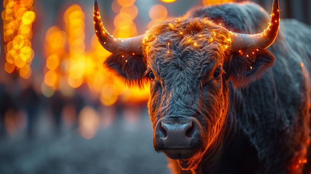 A Bull On Fire Representing the Strong Stock Market