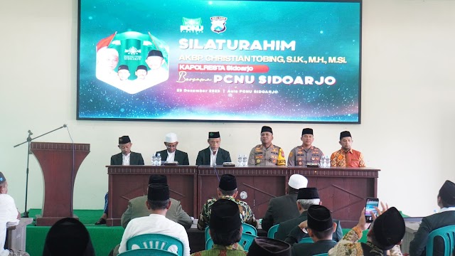 Berkunjung ke PCNU, Kapolresta Sidoarjo Ajak Tangkal Hoaks Jelang Pemilu 2024