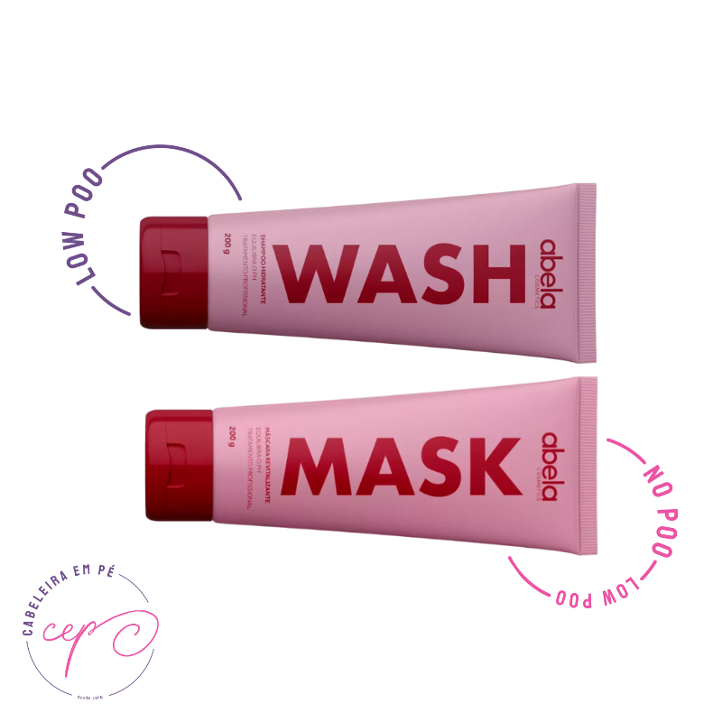 Shampoo Wash (Low Poo) e Máscara Mask (No Poo) - Abela
