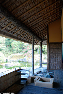 a veranda with some equipment for casual tea ceremony, at Katsura Imperial Villa, in Kyoto