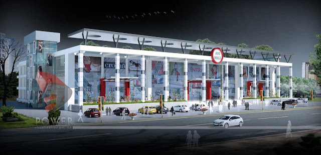 3d Exterior View of Shopping Mall,3d Architectural Animation