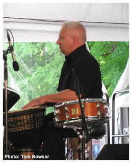 Tim Mulvenna - Percussionist and the Steve Gibons Gypsy Rhythm Project at the Von Freeman Pavilion of the 2017 Chicago Jazz Festival | Photograph by Tom Bowser