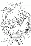 Pesebre de Jesus para colorearDibujos de Navidad (dibujos para colorear pastores nacimientos pesebres )