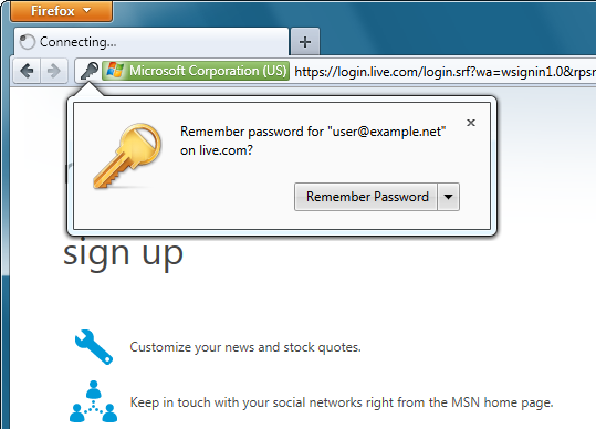 What happen when we  selecting "Remember My Password"? in mozilla